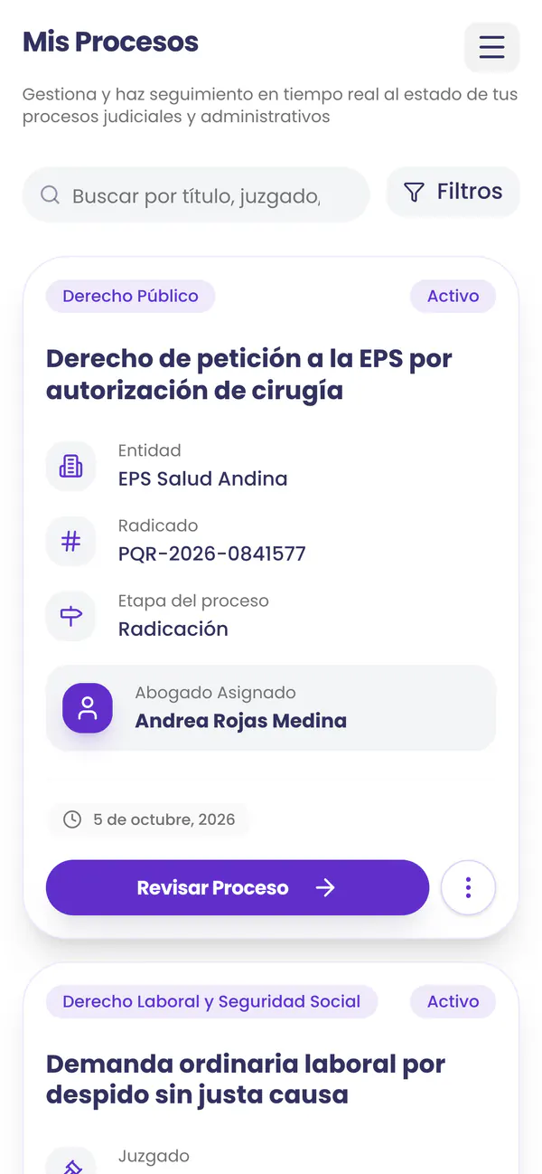 Seguimiento de procesos judiciales y administrativos